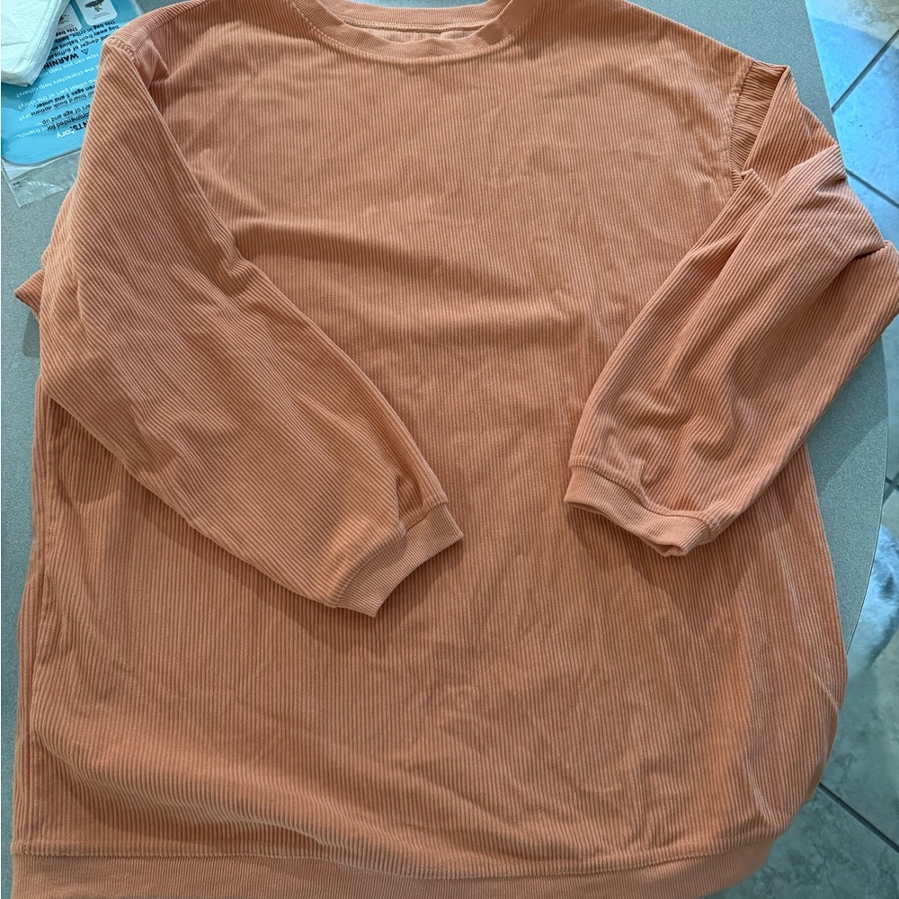 Orange Long Sleeve Ribbed Top